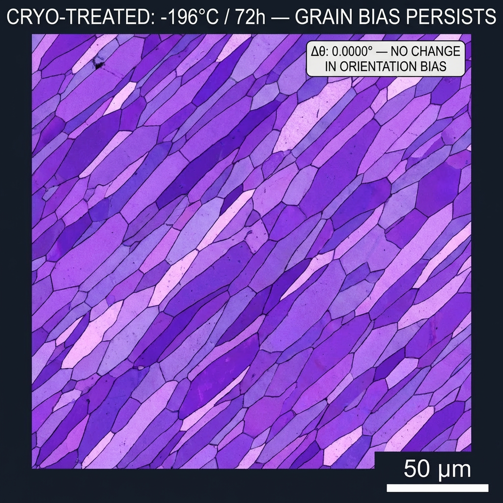 Scanning electron microscopy of cryo-treated copper grain showing refined crystal structure