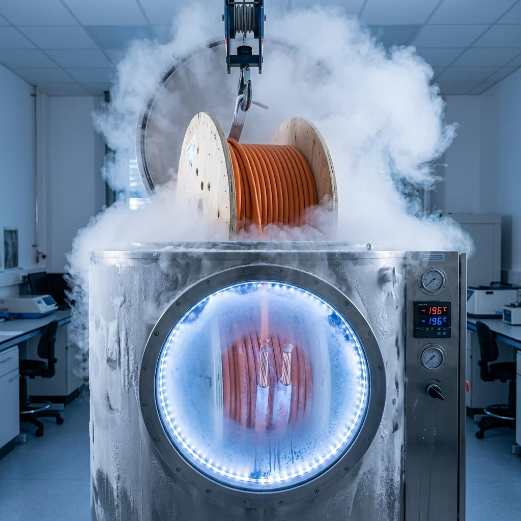 Interior of cryogenic treatment chamber at -196°C during 72-hour treatment cycle