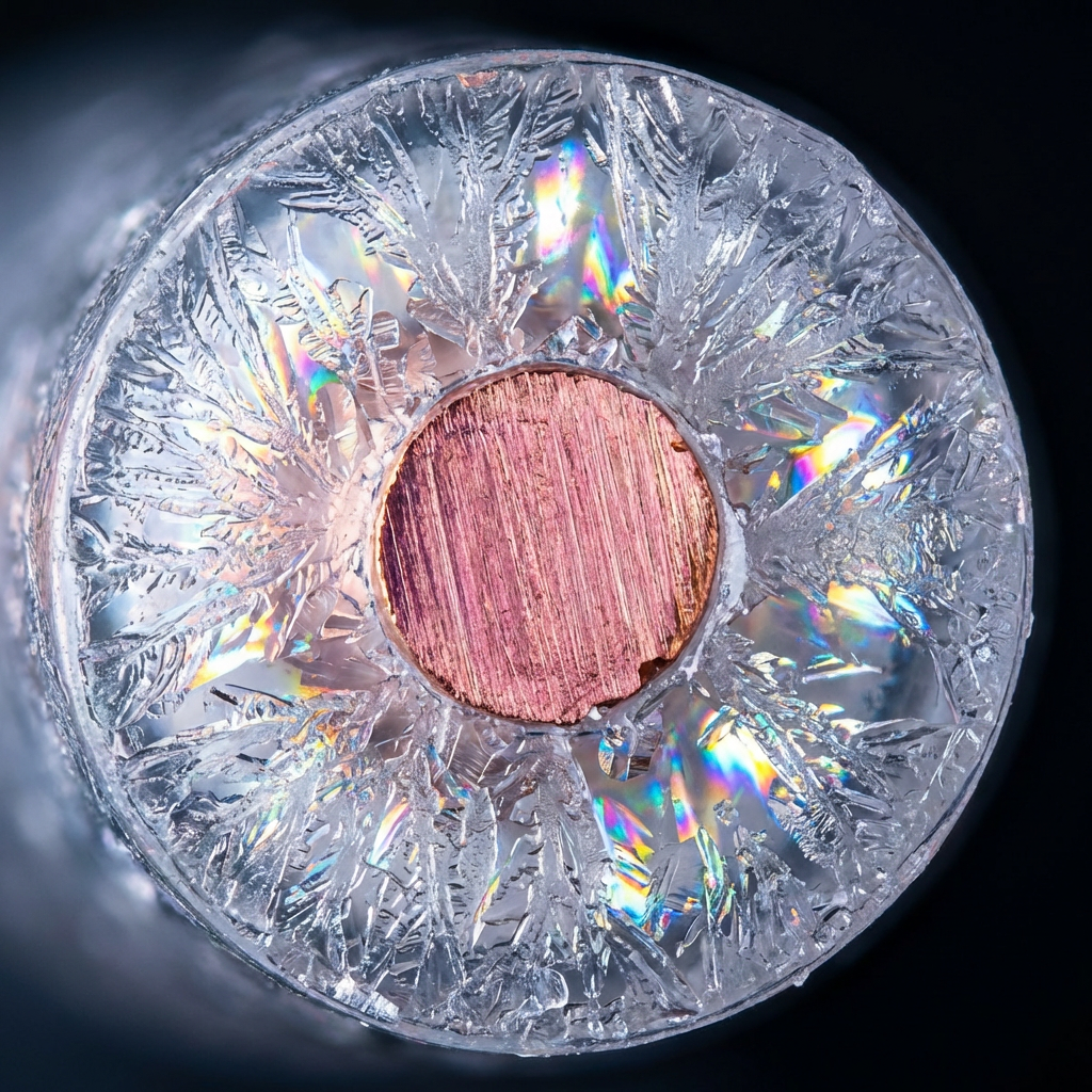 Macro photograph of cryo-treated PTFE dielectric showing molecular alignment changes