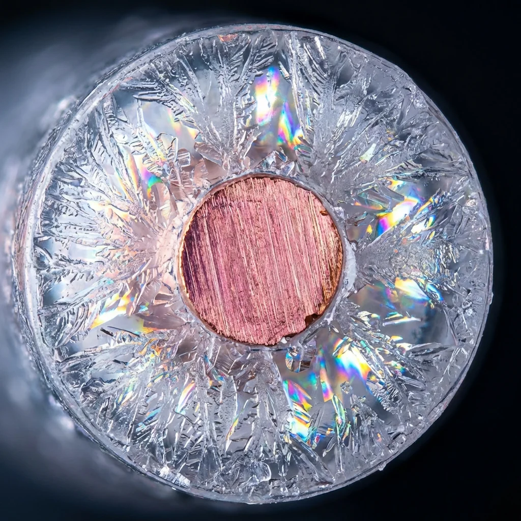 Macro photograph of cryo-treated PTFE dielectric showing molecular alignment changes