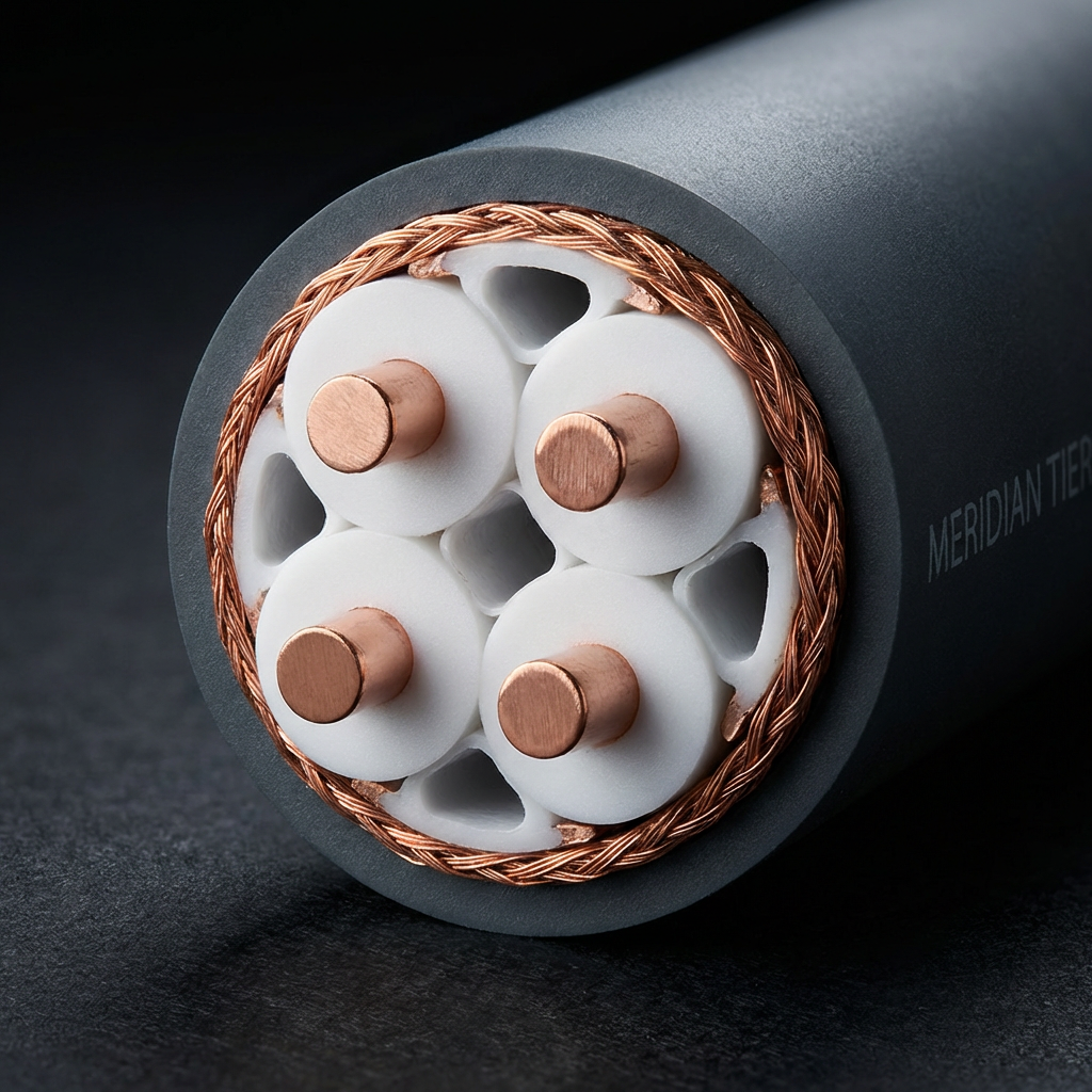 Cross-section of Meridian tier multi-conductor cable showing dual-hemisphere symmetrical geometry