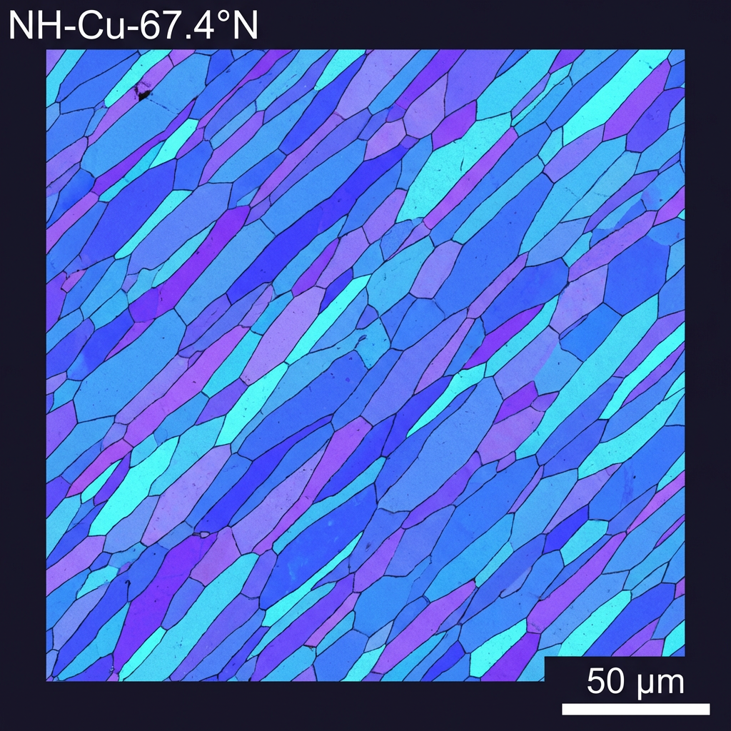 Scanning electron microscopy of Northern Hemisphere copper grain structure showing directional bias